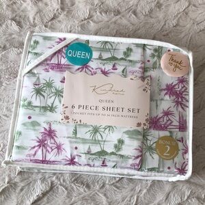 Kindred Home QUEEN Sheet Set in Palm Print